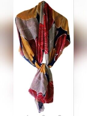ZARA Red, Blue & Yellow Floral Lightweight Scarf
